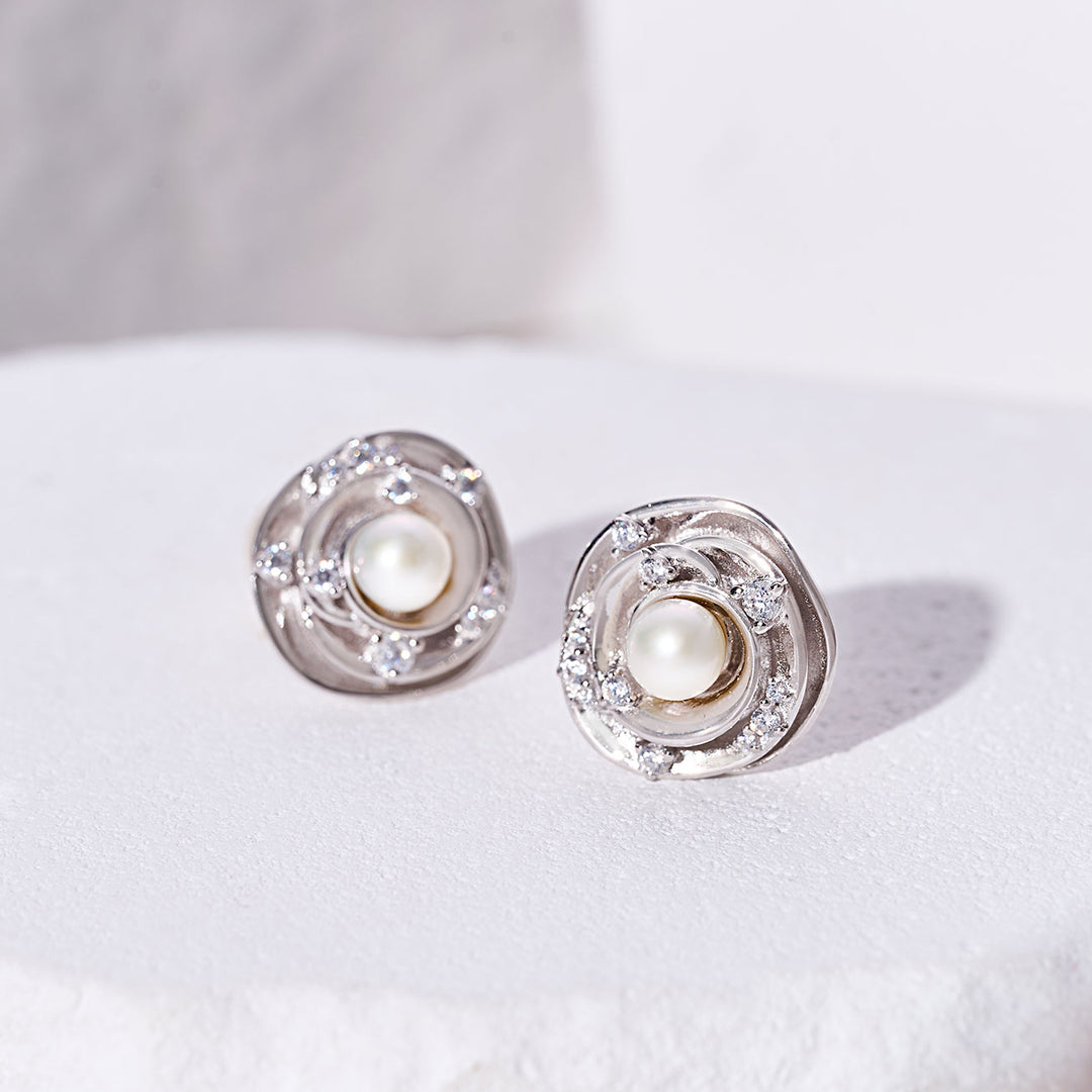 Top Grade Freshwater Pearl Earring WE00951 | ROSE - PEARLY LUSTRE