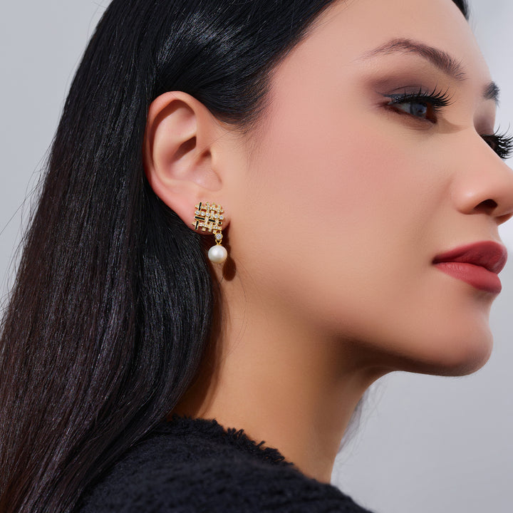 Top Grade Freshwater Pearl Earrings WE00957 | TWEED - PEARLY LUSTRE