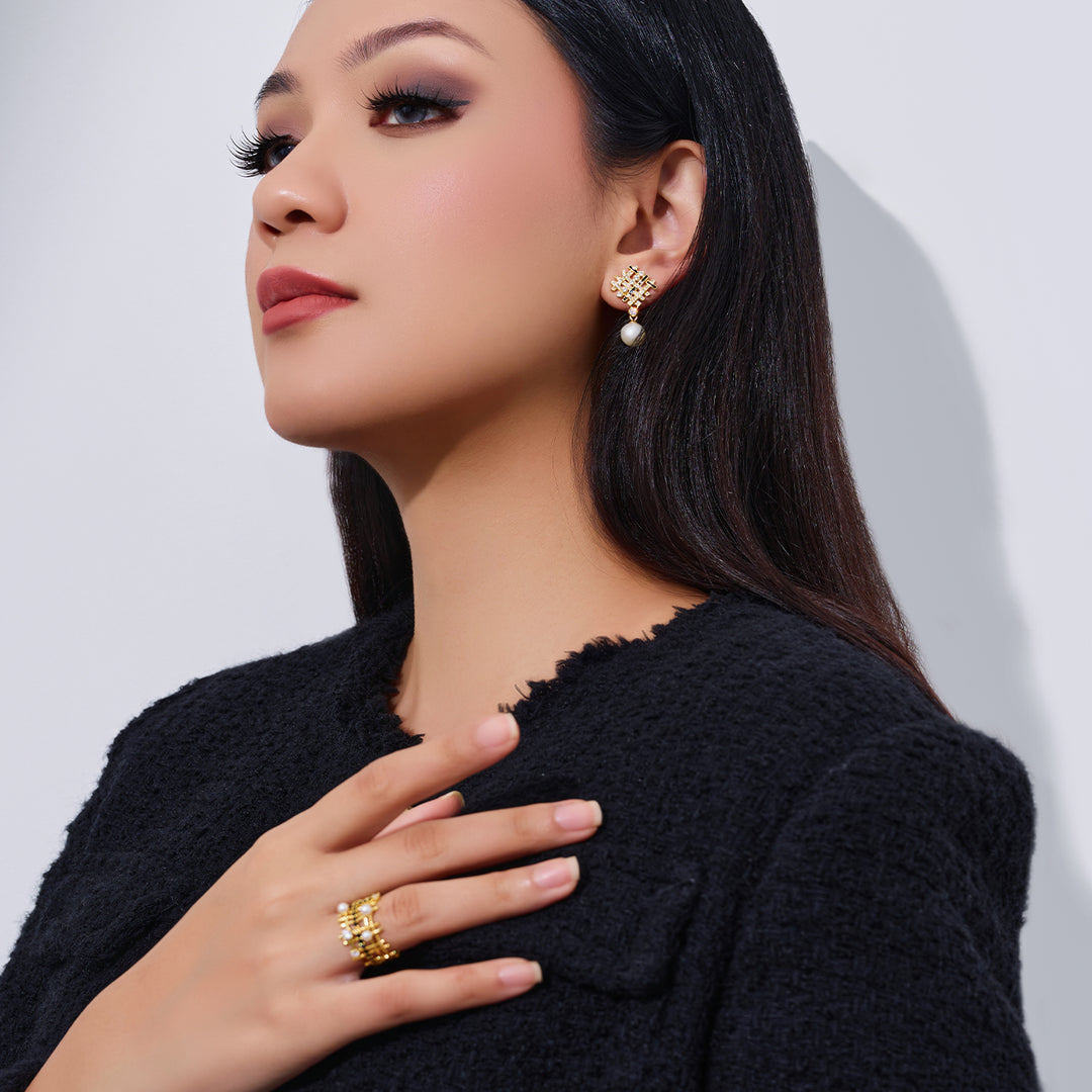 Top Grade Freshwater Pearl Earrings WE00957 | TWEED - PEARLY LUSTRE