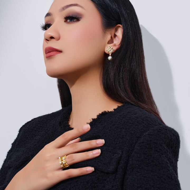 Top Grade Freshwater Pearl Earrings WE00957 | TWEED - PEARLY LUSTRE