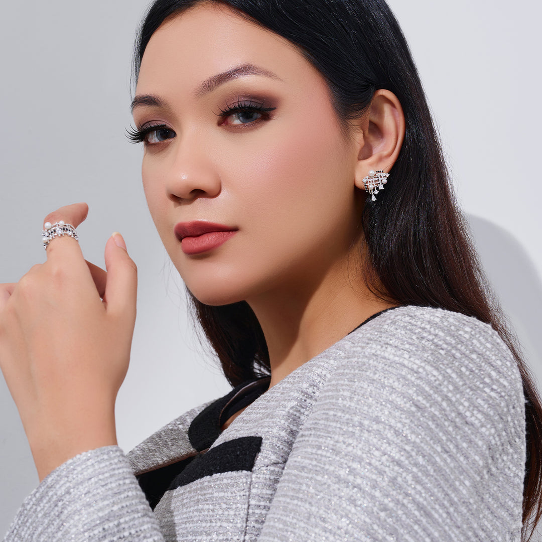 Top Grade Freshwater Pearl Earrings WE00958 | TWEED - PEARLY LUSTRE