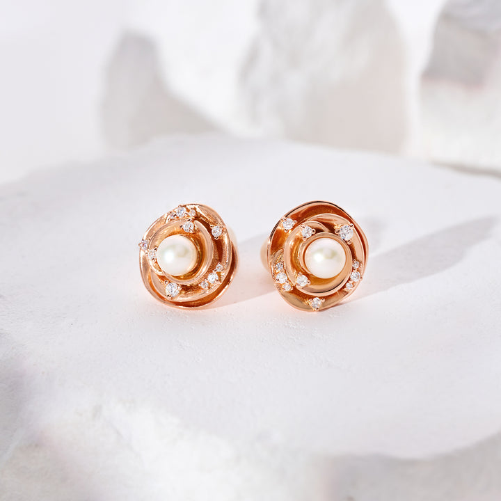 Top Grade Freshwater Pearl Earring WE00959 | ROSE - PEARLY LUSTRE