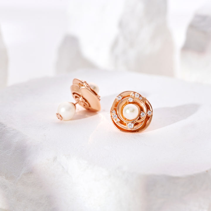 Top Grade Freshwater Pearl Earring WE00959 | ROSE - PEARLY LUSTRE