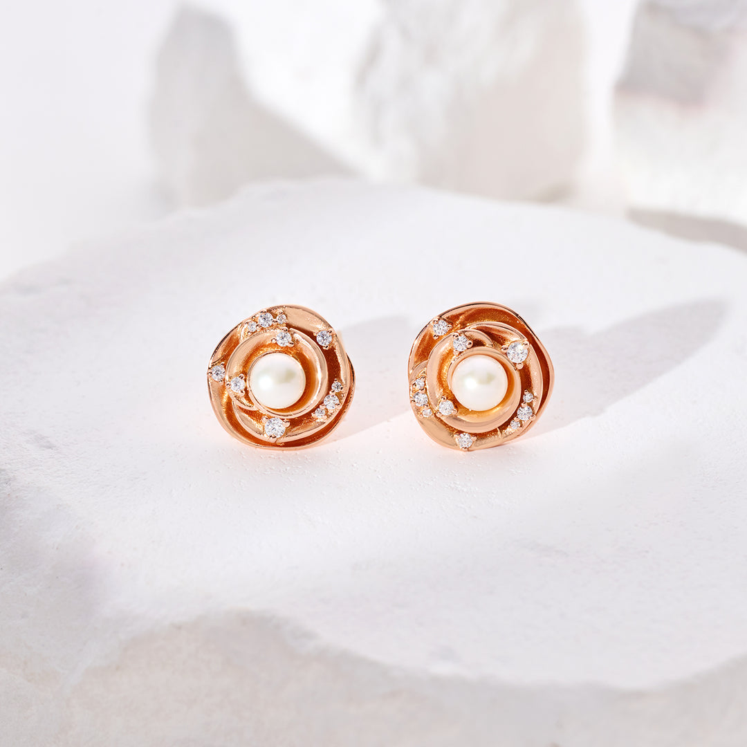 Top Grade Freshwater Pearl Earring WE00959 | ROSE - PEARLY LUSTRE