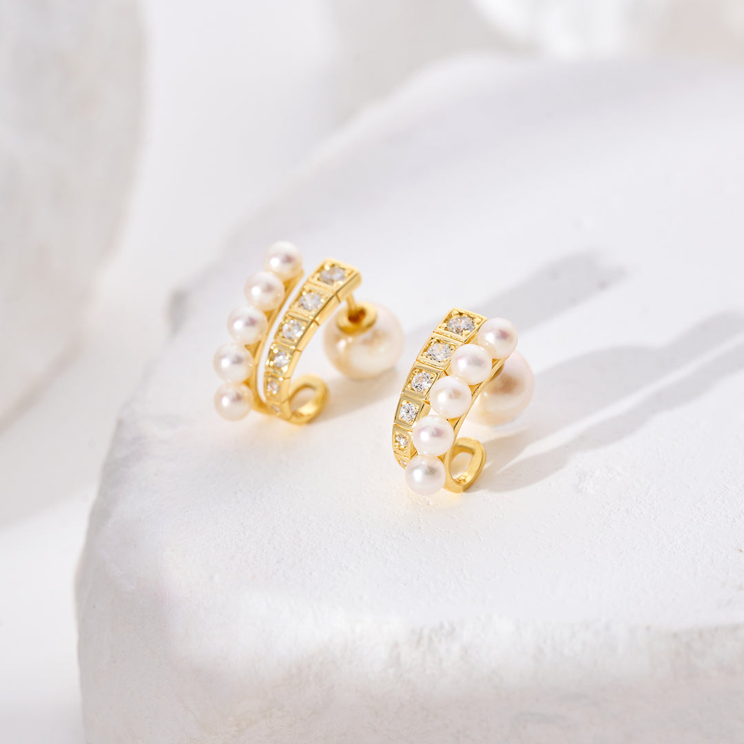 Top Grade Freshwater Pearl Earring WE00960 | WATERFALL - PEARLY LUSTRE
