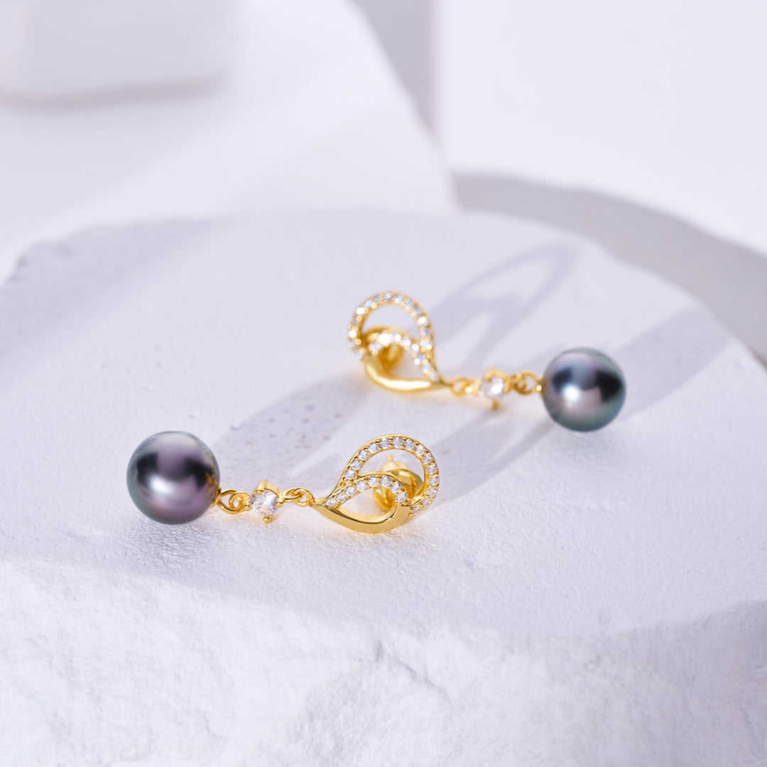 Tahitian Pearl Earrings WE00964 | LOVE - PEARLY LUSTRE