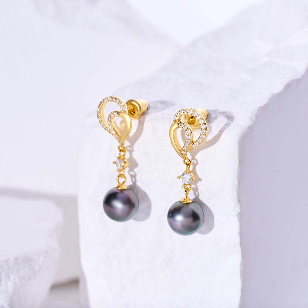 Tahitian Pearl Earrings WE00964 | LOVE - PEARLY LUSTRE