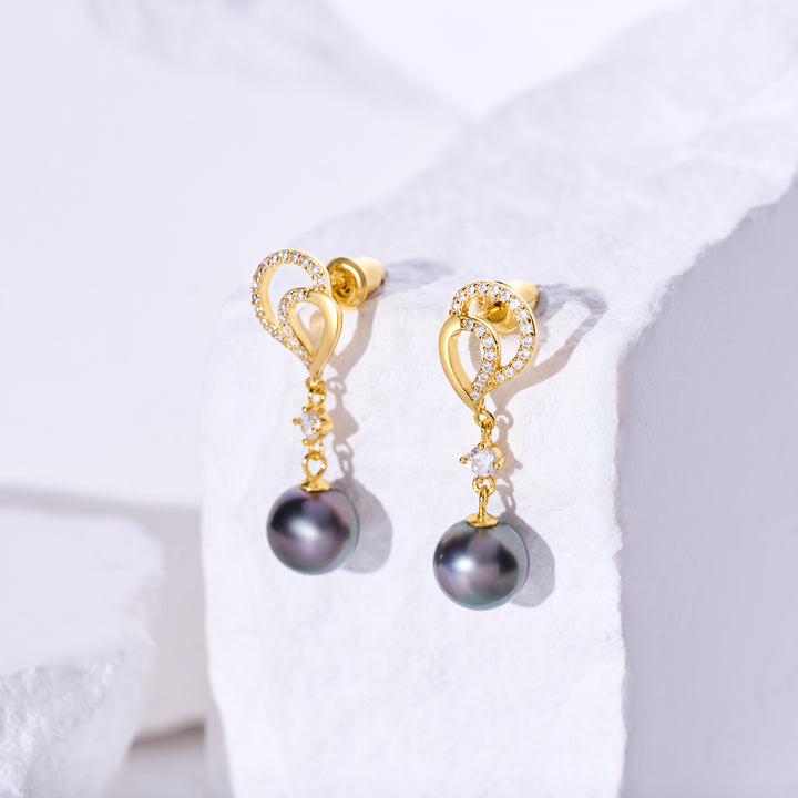 Tahitian Pearl Earrings WE00964 | LOVE - PEARLY LUSTRE