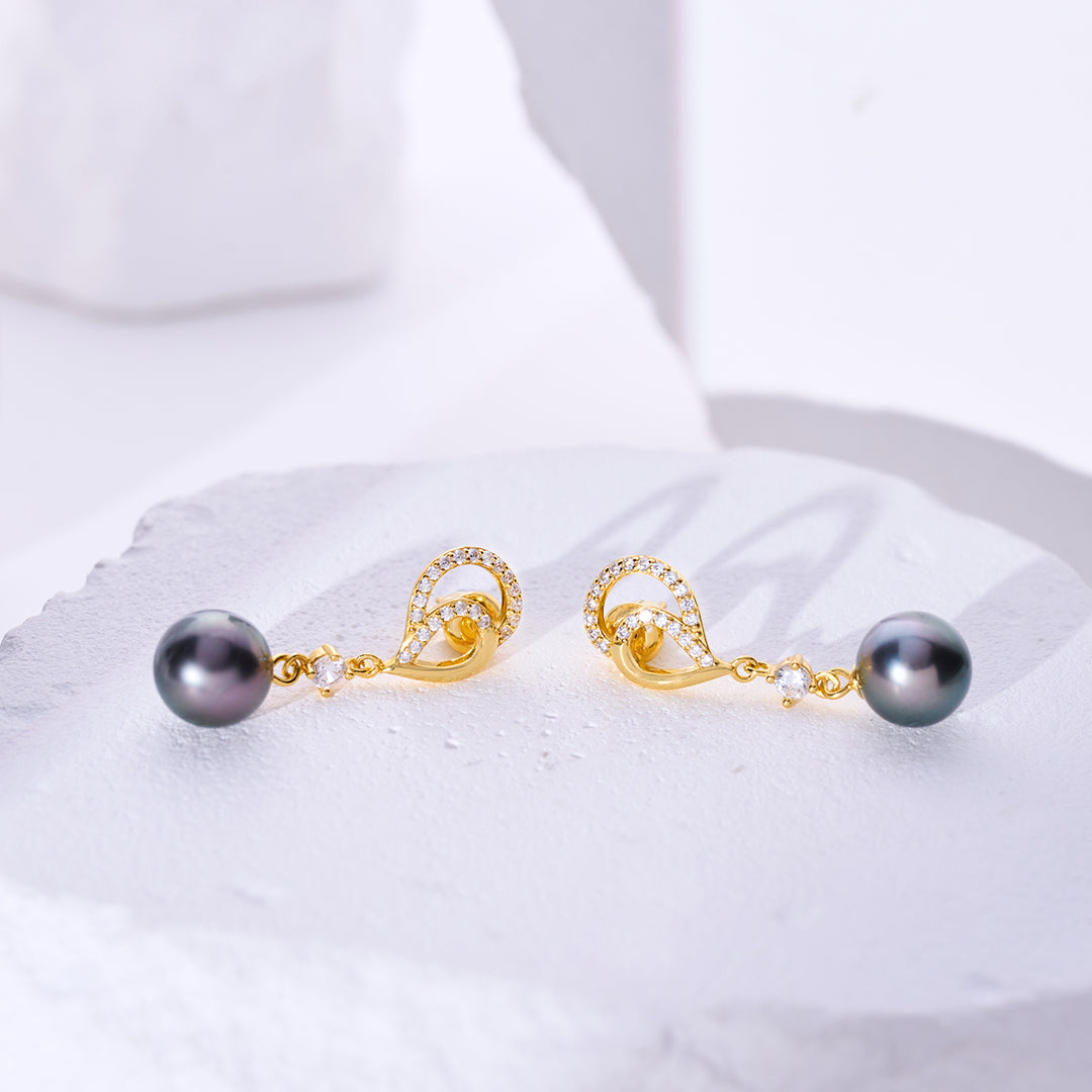 Tahitian Pearl Earrings WE00964 | LOVE - PEARLY LUSTRE