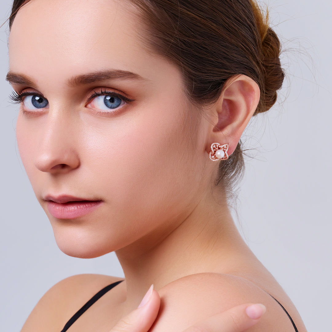 Boucles d'oreilles en perles d'eau douce de qualité supérieure WE00974 | PERANAKAN