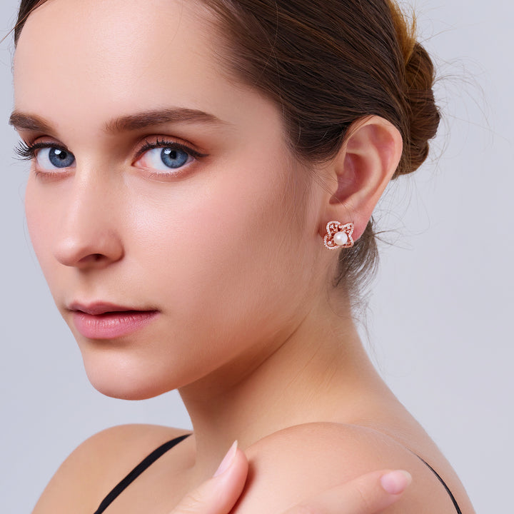 Boucles d'oreilles en perles d'eau douce de qualité supérieure WE00974 | PERANAKAN