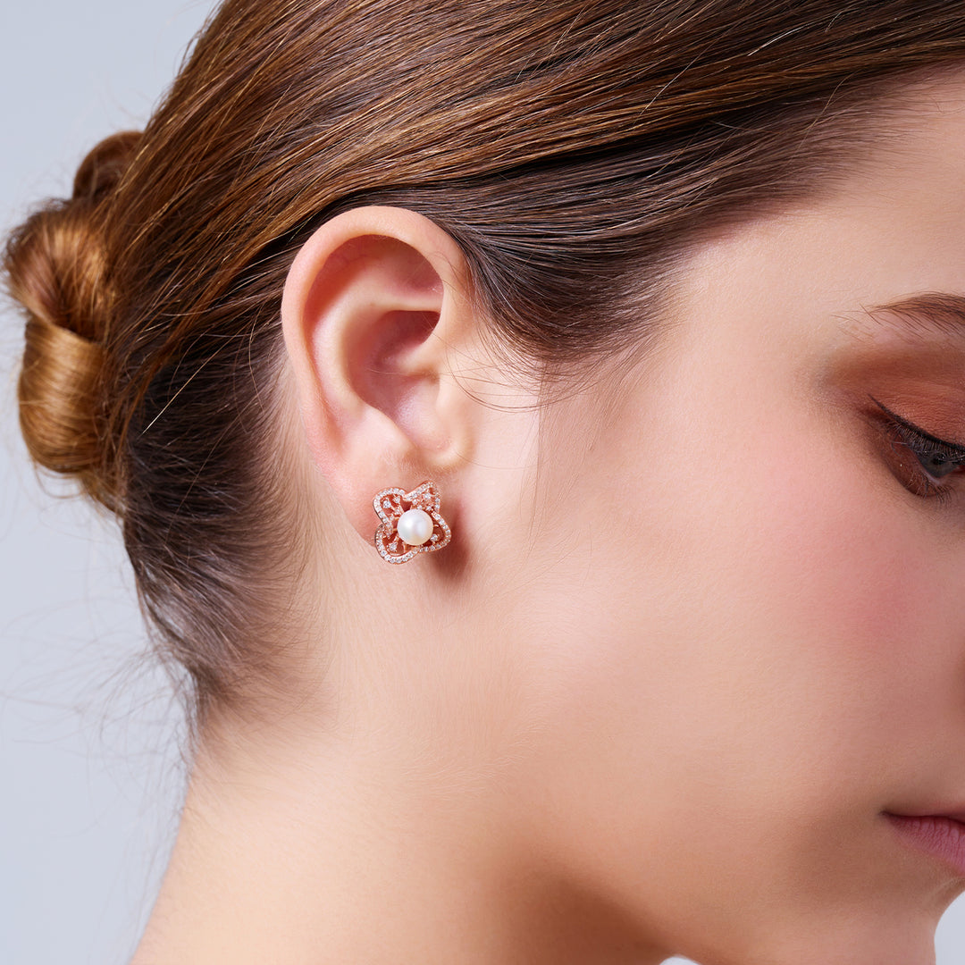 Boucles d'oreilles en perles d'eau douce de qualité supérieure WE00974 | PERANAKAN