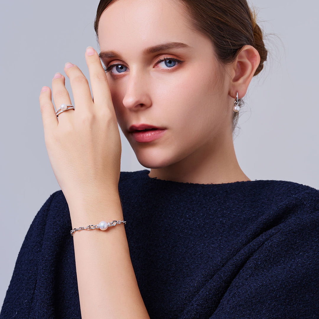 Boucles d'oreilles élégantes en perles d'eau douce WE00975