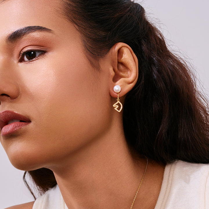 Orecchini con perle d'acqua dolce di prima qualità WE00979 | HORSE