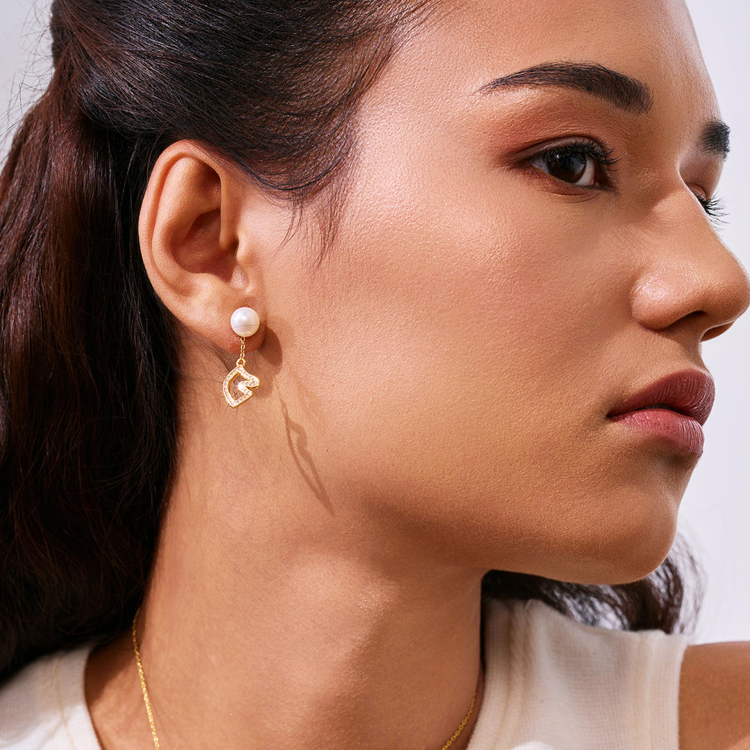 Orecchini con perle d'acqua dolce di prima qualità WE00979 | HORSE