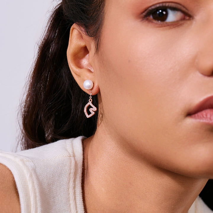 顶级淡水珍珠耳环 WE00982 | HORSE