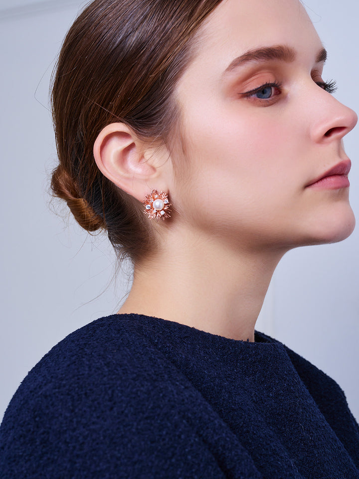 Pendientes de perla de agua dulce de primera calidad WE00983 | LADY BOSS