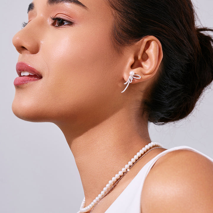 Boucles d'oreilles en perles d'eau douce WE00988 | RIBBON