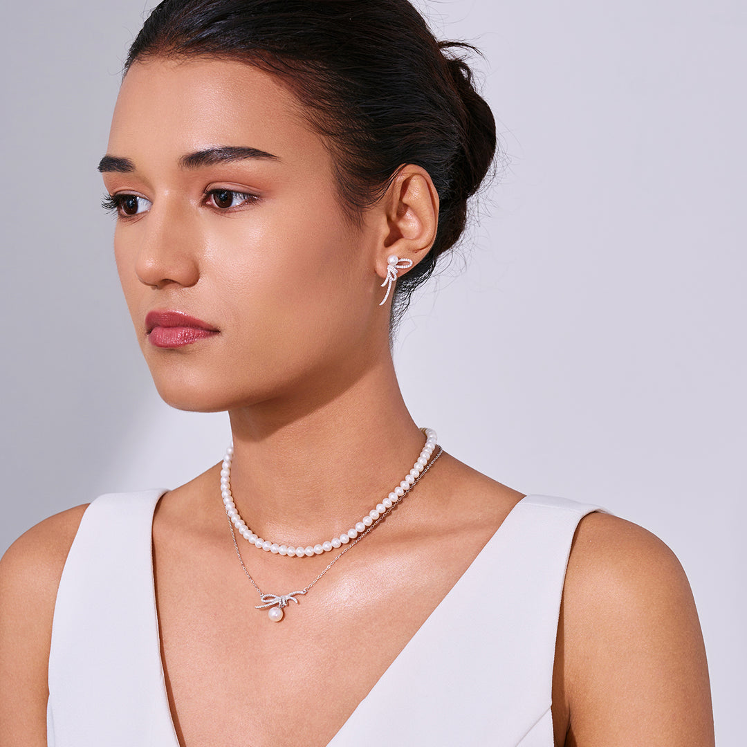 Collar de perlas de agua dulce WN00833 | RIBBON