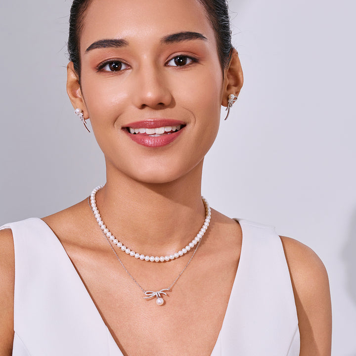Collar de perlas de agua dulce WN00833 | RIBBON