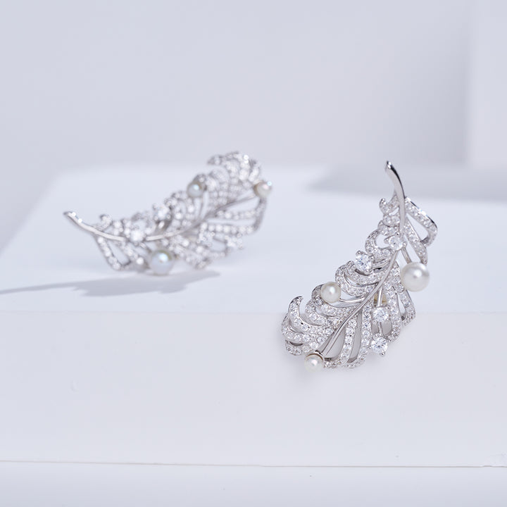Boucles d'oreilles en perles d'eau douce de qualité supérieure WE00994 | PLUME