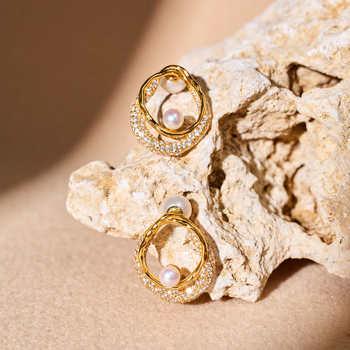 Boucles d'oreilles élégantes en perles d'eau douce de qualité supérieure WE00996 | SANDS