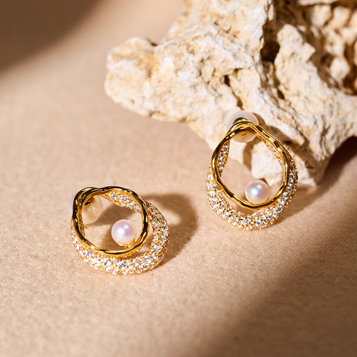 Boucles d'oreilles élégantes en perles d'eau douce de qualité supérieure WE00996 | SANDS