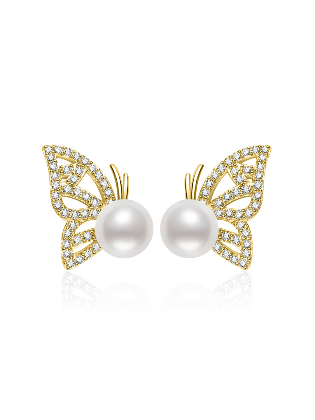 Orecchini con Perle d'Acqua Dolce di Alta Qualità WE00998 | BUTTERFLY