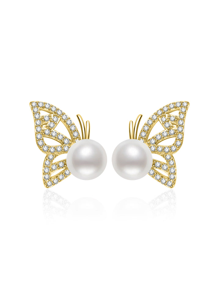 Orecchini con Perle d'Acqua Dolce di Alta Qualità WE00998 | BUTTERFLY