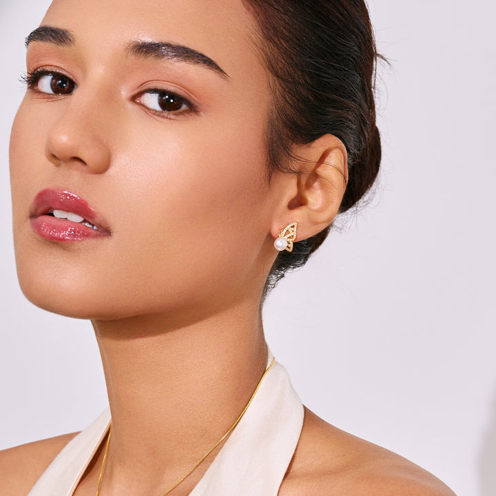 顶级淡水珍珠耳环 WE00998 | BUTTERFLY