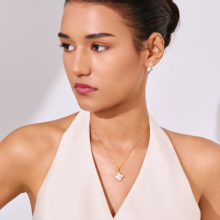 Rantai Leher Mutiara Air Tawar Elegan WN00850 | INDAH MOTHER OF PEARL