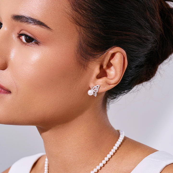 Orecchini con Perle d'Acqua Dolce di Alta Qualità WE00999 | BUTTERFLY