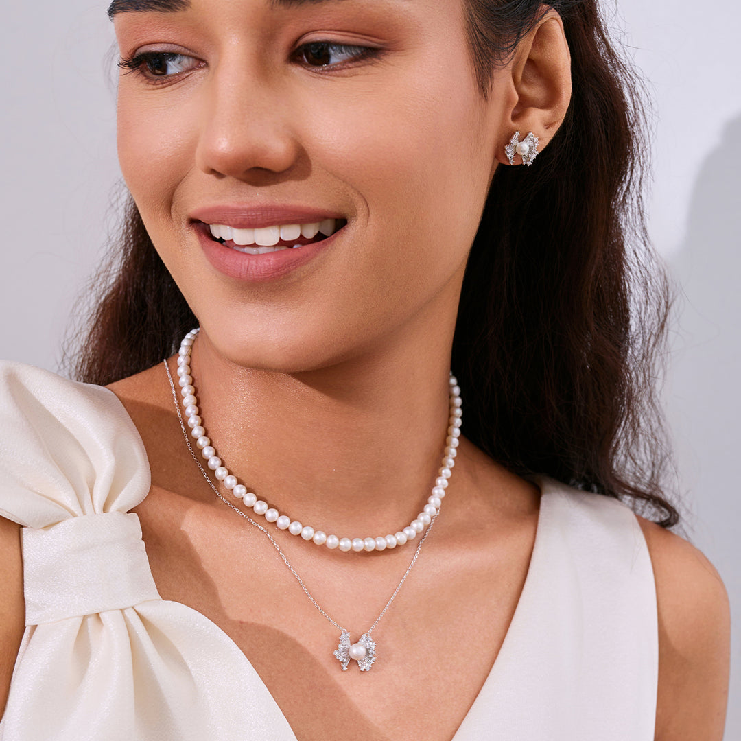 عقد لؤلؤ ماء عذب WN00843 | RIBBON