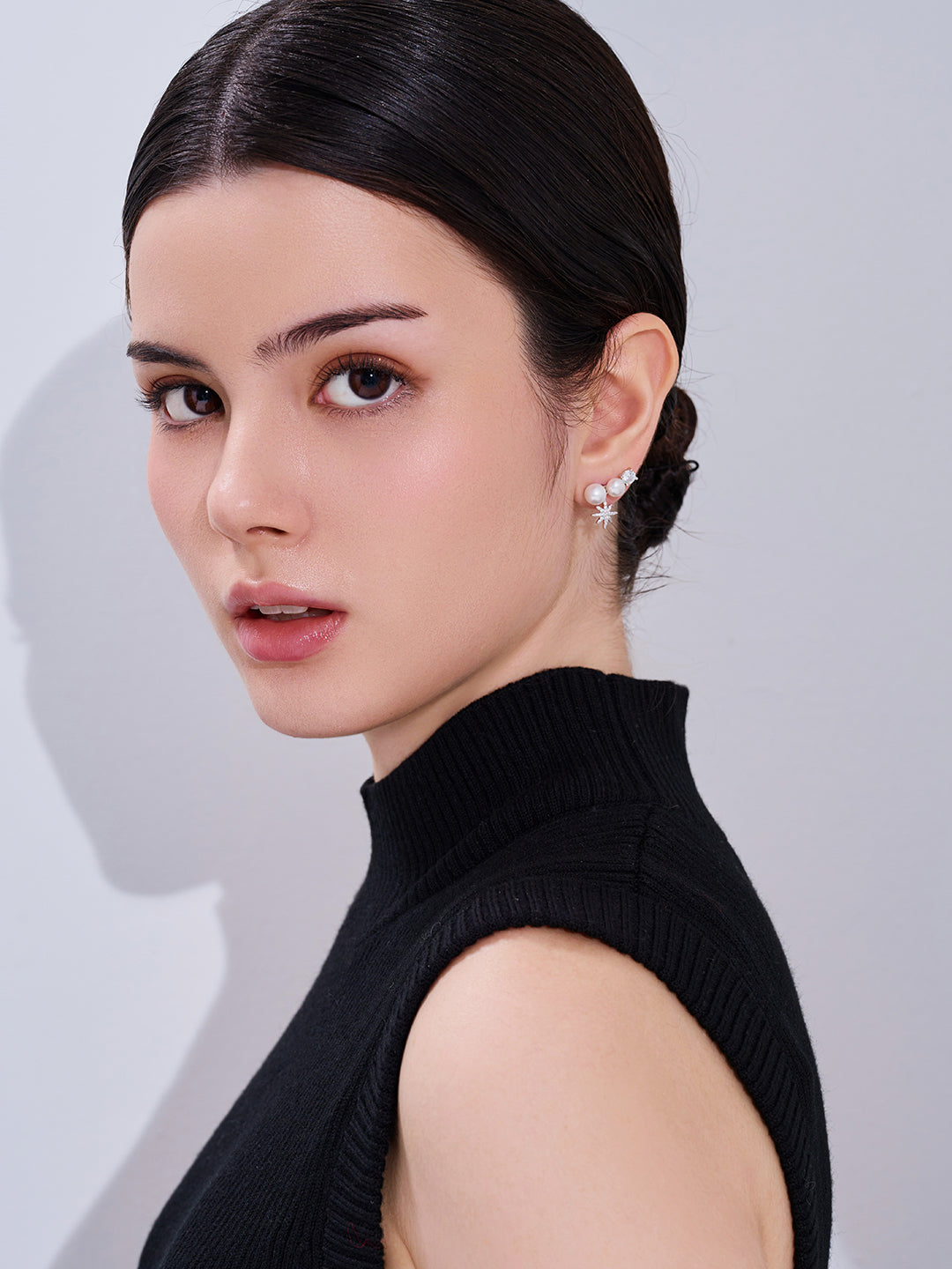 Pendientes elegantes de perla de agua dulce WE01008 | STARRY