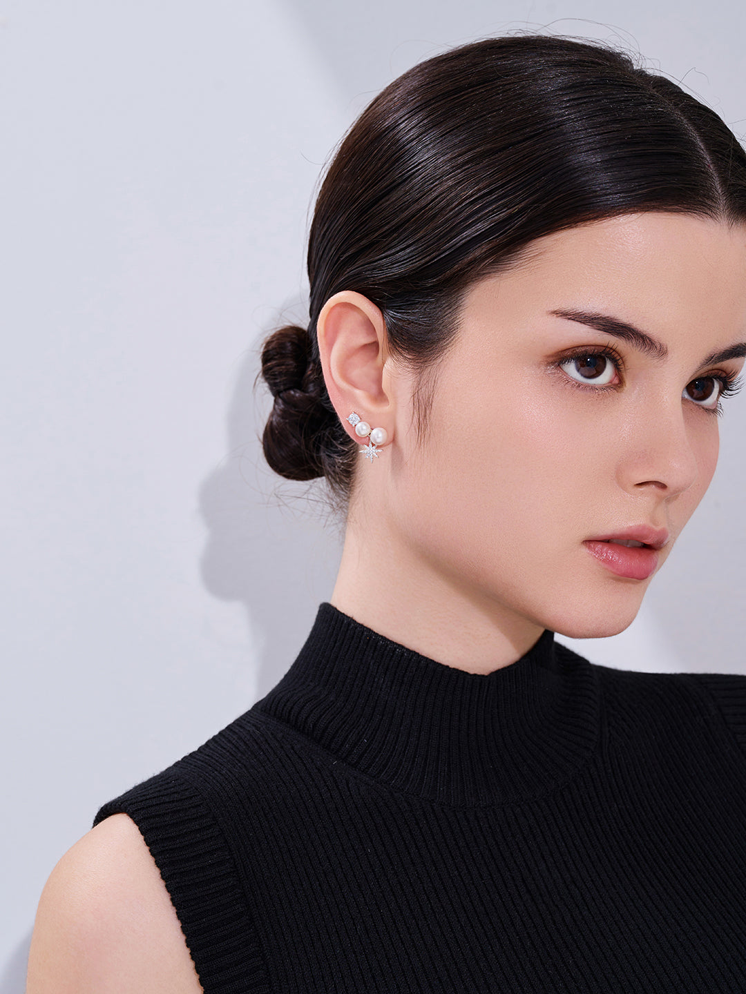 Pendientes elegantes de perla de agua dulce WE01008 | STARRY