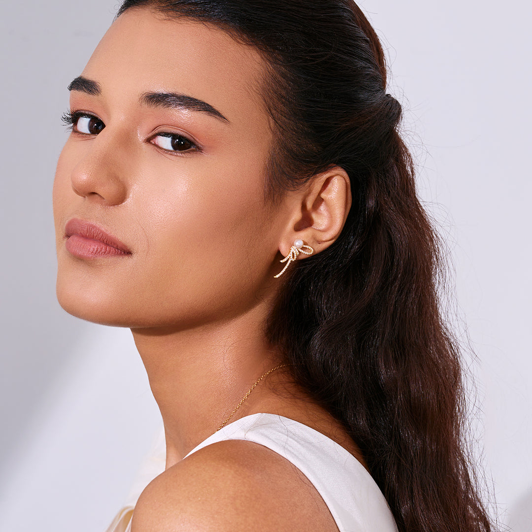 Boucles d'oreilles en perles d'eau douce WE01010 | RIBBON