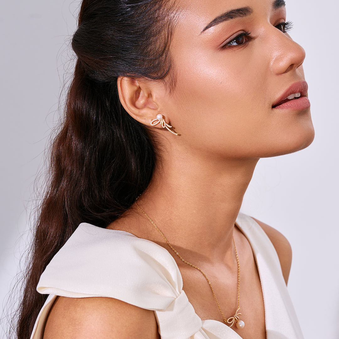 Boucles d'oreilles en perles d'eau douce WE01010 | RIBBON