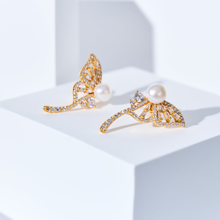 Top Grade Freshwater Pearl Earrings WE01011 | BUTTERFLY