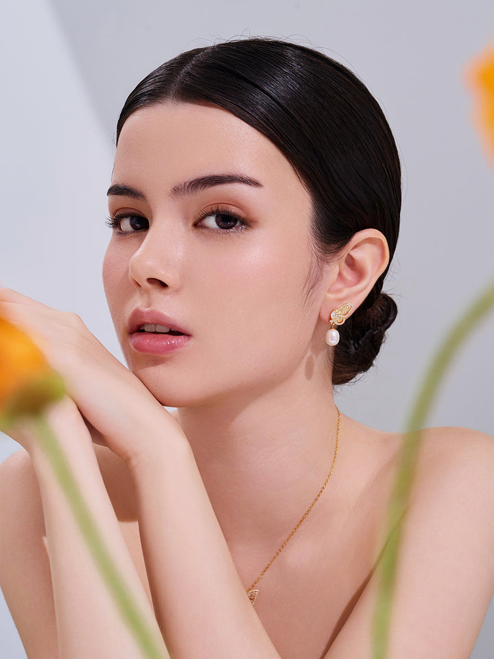 Anting Mutiara Air Tawar WE01012 | BUTTERFLY