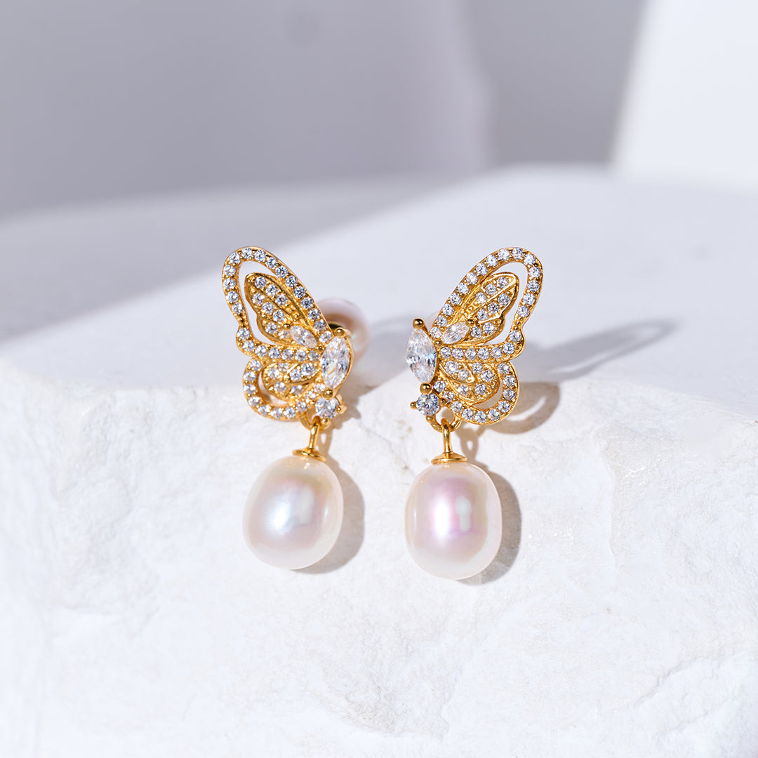 Anting Mutiara Air Tawar WE01012 | BUTTERFLY