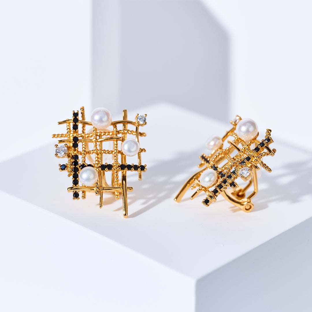 أقراط لؤلؤ المياه العذبة عالية الجودة WE01016 | تويد