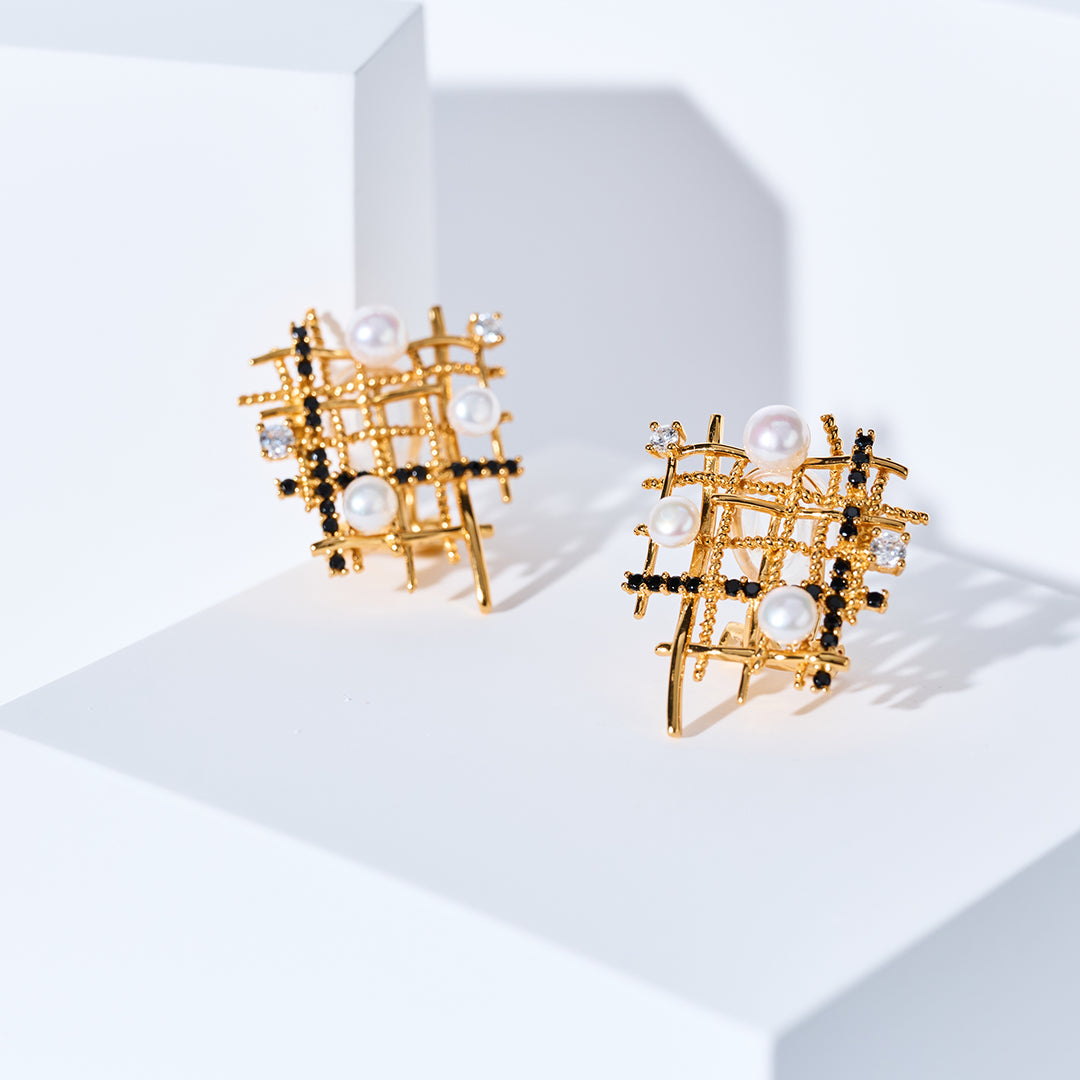 أقراط لؤلؤ المياه العذبة عالية الجودة WE01016 | تويد