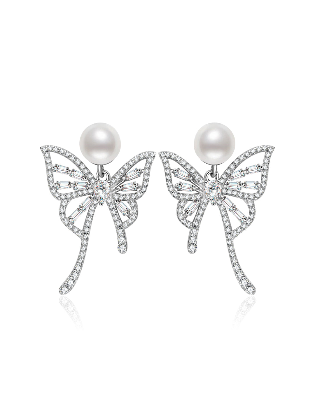 Boucles d'oreilles en perles d'eau douce de qualité supérieure WE01017 | BUTTERFLY