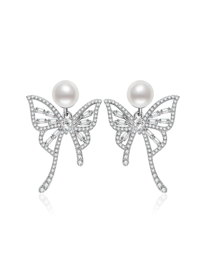 Boucles d'oreilles en perles d'eau douce de qualité supérieure WE01017 | BUTTERFLY
