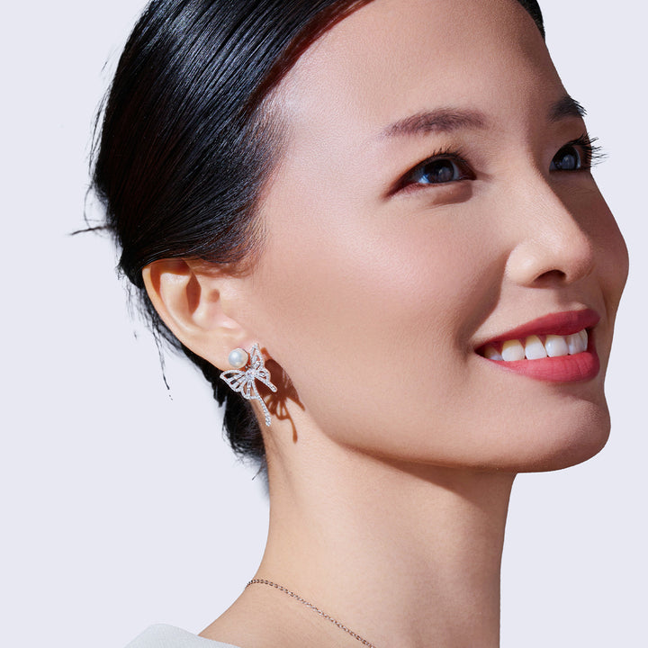 Ohrstecker aus Süßwasserperlen der Spitzenklasse WE01017 | BUTTERFLY