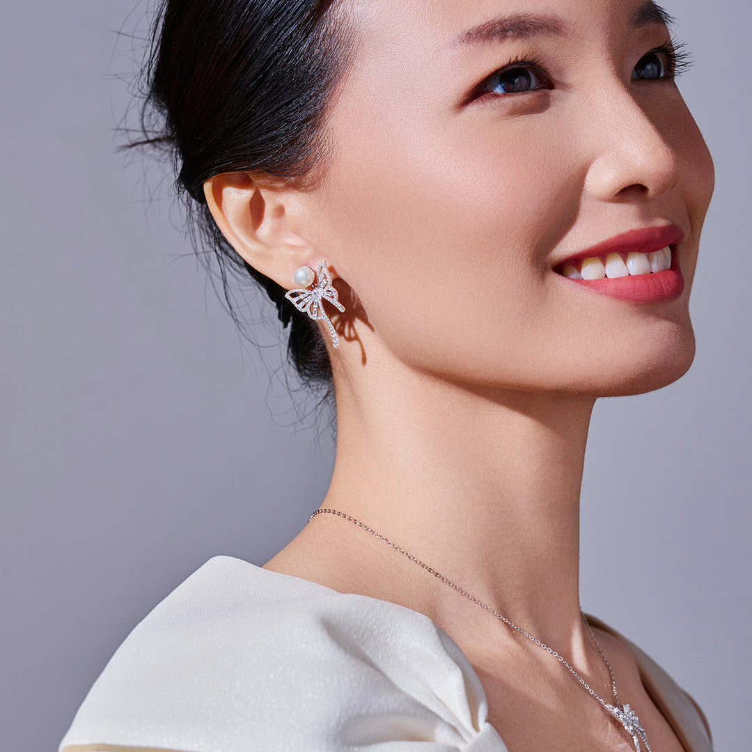 Orecchini con Perle d'Acqua Dolce di Prima Qualità WE01017 | FARFALLA