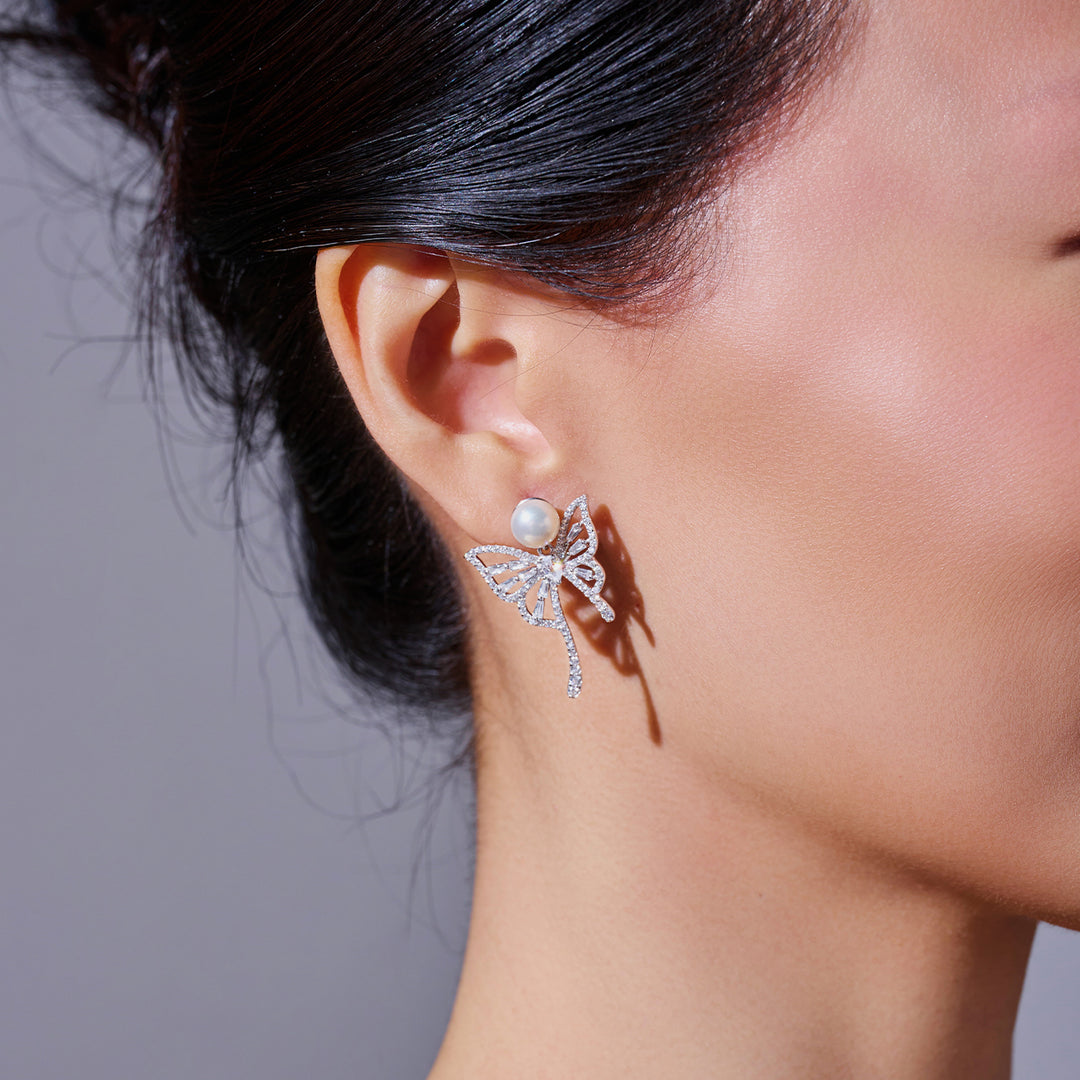 Orecchini con Perle d'Acqua Dolce di Prima Qualità WE01017 | FARFALLA