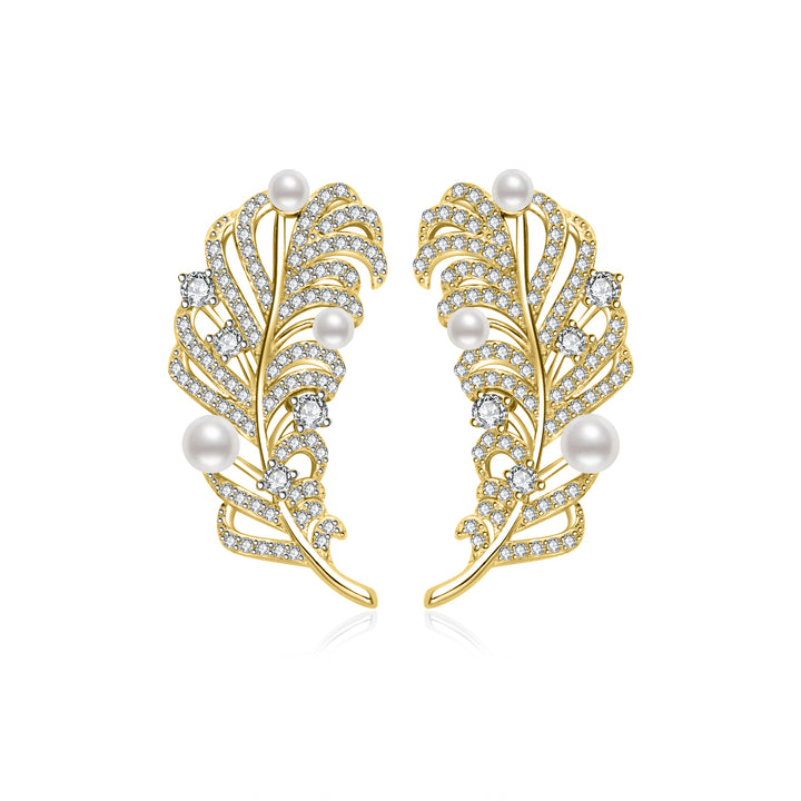 顶级淡水珍珠耳环 WE01021 | FEATHER