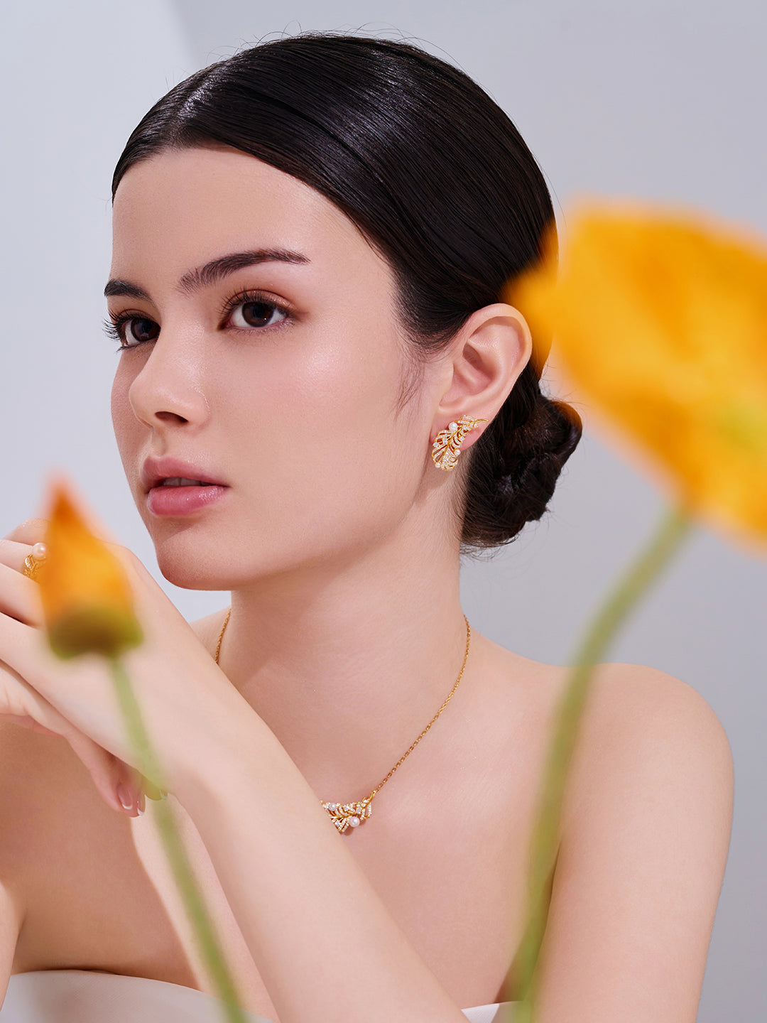 顶级淡水珍珠耳环 WE01021 | FEATHER