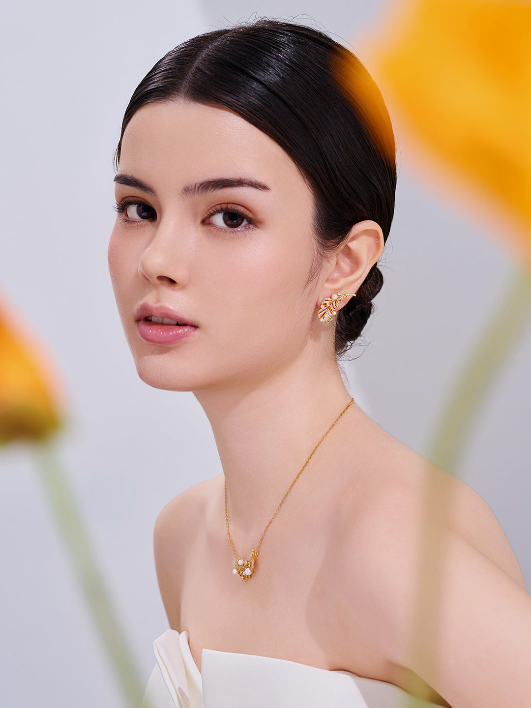 顶级淡水珍珠耳环 WE01021 | FEATHER